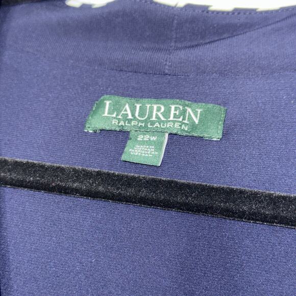 Lauren Ralph Lauren Women’s Navy Stripe Wrap Top Jumpsuit Nautical Size 22W - Picture 6 of 6